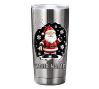 VWCSDSCS Bicchiere isolato in acciaio inox personalizzato con Babbo Natale con nome personalizzato con coperchio 20 once tazza da caffè tazza da viaggio regali di Natale regali di Natale papà amici