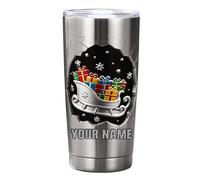 VWCSDSCS Bicchiere isolato in acciaio inox personalizzato con slitta natalizia con nome personalizzato con coperchio 20 once tazza da caffè tazza da viaggio regali di Natale regali di Natale papà
