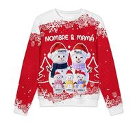 VWCSDSCS Felpa natalizia personalizzata con nome pupazzo di neve personalizzato girocollo manica lunga brutto maglione di Natale per mamma papà fratelli, Felpa 05, S-6XL