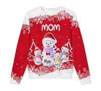 VWCSDSCS Felpa natalizia personalizzata con nome pupazzo di neve personalizzato girocollo manica lunga brutto maglione di Natale per mamma papà fratelli, Felpa 02, S-6XL