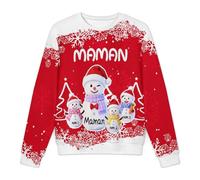 VWCSDSCS Felpa natalizia personalizzata con nome pupazzo di neve personalizzato girocollo manica lunga brutto maglione di Natale per mamma papà fratelli, Felpa 14, S-6XL