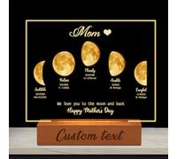VWCSDSCS Luce notturna personalizzata con fasi lunari - Nome e data di nascita e luogo dei bambini con scritta We Love You to the Moon and Back, lampada in acrilico, regalo per mamma da figlia figlio