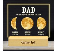 VWCSDSCS Luce notturna personalizzata con fasi lunari per papà e mamma, lampada personalizzata per bambini con nome e data di nascita We Love You to the Moon and Back, regalo per papà, mamma da figlio