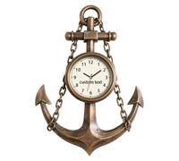 VWCSDSCS Orologio da parete con ancora nautico, testo personalizzato timone timone decorazione orologio da parete per proprietario di barche nautico nave regali