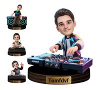 VWCSDSCS Personalizzato Femminile DJ Figurine Trinket Ritratto Caricatura Scrivania Nome Piatto Personalizzato Deejay Produttore Musicale Scultura Ornamento Placca Acrilica Unico Compleanno Natale o