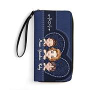 VWCSDSCS Portafogli personalizzato con scritta "Grandma's Little Sweethearts", idea regalo per madre e nonna da figlia e figlio, immagine dei cartoni animati con nome personalizzato, A5