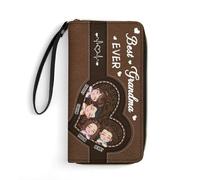 VWCSDSCS Portafogli personalizzato con scritta "Grandma's Little Sweethearts", idea regalo per madre e nonna da figlia e figlio, immagine dei cartoni animati con nome personalizzato, A7