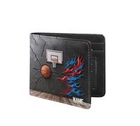 VWCSDSCS Portafoglio per bambini da calcio in fiamme personalizzato per ragazzi Nome personalizzato Divertente Pelle Bifold RFID Blocco Tasca portamonete Regali di compleanno di Natale per Ragazzo