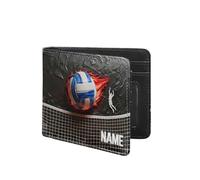 VWCSDSCS Portafoglio per bambini da calcio in fiamme personalizzato per ragazzi Nome personalizzato Divertente Pelle Bifold RFID Blocco Tasca portamonete Regali di compleanno di Natale per Ragazzo