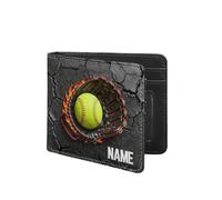 VWCSDSCS Portafoglio per bambini da calcio in fiamme personalizzato per ragazzi Nome personalizzato Divertente Pelle Bifold RFID Blocco Tasca portamonete Regali di compleanno di Natale per Ragazzo