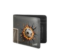 VWCSDSCS Portafoglio per bambini da calcio in fiamme personalizzato per ragazzi Nome personalizzato Divertente Pelle Bifold RFID Blocco Tasca portamonete Regali di compleanno di Natale per Ragazzo