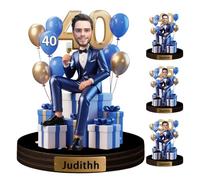 VWCSDSCS Targa personalizzata per compleanno con cartoni animati da foto Personalizzazione di buon compleanno caricatura figure statue e sculture nome personalizzato ritratto scrivania segno