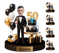 VWCSDSCS Targa personalizzata per compleanno con cartoni animati da foto Personalizzazione di buon compleanno caricatura figure statue e sculture nome personalizzato ritratto scrivania segno