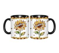 VWCSDSCS Tazza in ceramica personalizzata con nomi di girasole personalizzati, tazza da caffè 2D da 325 ml, regalo premuroso per nonna, Gigi, Mimi, Nana per il Ringraziamento, compleanni o qualsiasi