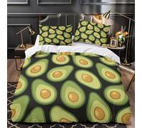 VWENOLRIX Metà di avocado 3D Stampa Coperteletto 3pz Microfibra Ipollergenica Modello di frutta dei cartoni animati Coperta Letto 2 federe Antimacchia Adolescenti Adulti Giovani Single (135x200cm)