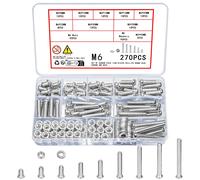 Vwoqiy 270 Pezzi M6 Set di Viti Bulloni e Dadi e Rondelle Kit Bulloni Vite a