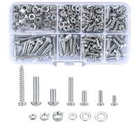 Vwoqiy 380 pezzi Viti a Testa Bombata con Dadi e Rondelle Assortimento Set, M3 M4 M5 Viti Esagonali a Testa Incrociata e Dadi e Bulloni per Elettronica Industriale Ministero Interni(Argento 380)