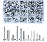 Vwoqiy 550 pezzi Kit Assortimento Viti Testa Bombata Croce Tonda e Dadi e Rondelle Piatte, Set Bulloni e Dadi e Viti a Macchina M3 M4 M5, con Scatola di Immagazzinaggio (Argento 550)