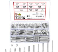 Vwoqiy 600 Pezzi M4 Set di Viti Bulloni e Dadi e Rondelle Kit Bulloni Viti a