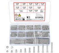 Vwoqiy 870 Pezzi M3 Set di Viti Bulloni e Dadi e Rondelle Kit Bulloni Viti a