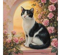 VwrxnchCoatx 11Ct Kit Punto A Croce Timbrato Fai-Da-Te Ricamo Linea Completa Di Kit Iniziali Per Ricamo Prestampato Per Principianti -Gatto Bianco E Nero 40Cm*50Cm