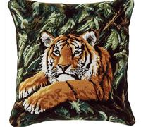 VwrxnchCoatx Kit Cuscino Punto Croce Tigre Set Ricamo Principianti Cuscini Decorativi Accessori per Lavoretti Creativi DIY Casa Decor Hobby Adulti Cross Stitch 45 x 45 cm