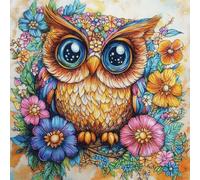 VwrxnchCoatx Kit Punto Croce Gufo, Schemi Quadri Set Ricamo Punto Croce Kit Da Ricamare Principianti Starter Prestampato Stampato Completo Bambini Cross Stitch Embroidery Animali Ricami 40 X 50 Cm