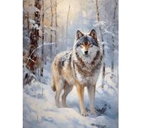 VwrxnchCoatx Kit Punto Croce Lupo, Schemi Quadri Set Ricamo Punto Croce Kit Da Ricamare Principianti Starter Prestampato Stampato Completo Bambini Cross Stitch Embroidery Animali Ricami 40 X 50 Cm