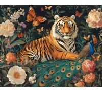 VwrxnchCoatx Kit Punto Croce Tigre, Schemi Quadri Set Ricamo Punto Croce Kit Da Ricamare Principianti Starter Prestampato Stampato Completo Bambini Cross Stitch Embroidery Animali Ricami 40 X 50 Cm