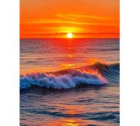 VwrxnchCoatx Kit Ricamo Principianti Punto Croce Tramonto Sul Mare11Ct Kit Di Ricamo Con Accessori,Della Casa 40Cm*50Cm