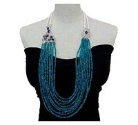 VWWJCCRO 10 file di agata blu coltivata collana di perle bianche multi fili gioielli dichiarazione collana regalo donna