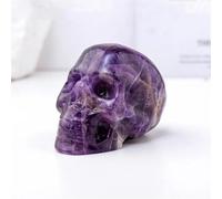 VWWJCCRO 1PC Amethyst Crystal Skull Statue Ghost Head Figurine Collectible DIY Carved Gemstone Decor