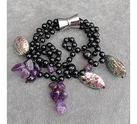VWWJCCRO 3 strands 6mm Black Amethyst Abalone Shell Beads Bracelet