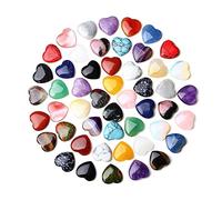 VWWJCCRO 80PCS Heart Shaped Crystals Love Gemstones Rose Quartz Bulk Pocket Thumb Crystal Polished Stone Balancing Assorted Set Gift for Women