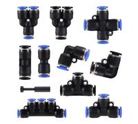 VWWJCCRO 8mm Slide Lock Quick Connector 3 Way Elbow Straight Through Gas Release Push Garden Irrigation 2pcs(8mm Thru Black) Barb Fittings