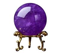 VWWJCCRO Amethyst Ornament Purple Crystal Quartz Ball with Stand Solid Home Decorative Sphere for Healing/Divination/Chakra Balance/Yoga/FengShui