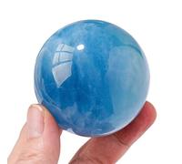 VWWJCCRO Aquamarine Crystal Ball with Wooden Stand, Handcrafted Quartz Sphere Orb for,Fortune Teller,Feng Shui, Scrying,Magic,Home Decor,40~45mm