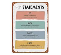 VWWJCCRO Assertive Communication Feelings Metal Tin Decor 8x12 Inch | Practical conflict resolution aid on weather resistant tin great for social worker
