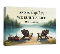 VWWJCCRO Cabin and Lake House Decor, And So Together We Built A Life We Loved Rustic Canvas Wall Art for Camper or Cottage(Framed,16x24inch(40x60cm))