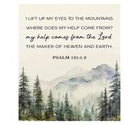 VWWJCCRO Christian Mountain View Wall Decor, “My Help Comes From The Lord” Canvas Poster, Outdoor Inspired Art for Home, Cabin, Office(Framed,08x12inch(20x30cm))