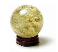 VWWJCCRO Citrine Crystal Ball Ornaments Sphere,Polished Orb Table Decor for Fortune Teller Accessories,Magic,Feng Shui,Witchcraft,Scrying,Decorative,8cm