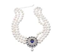 VWWJCCRO Collana da donna con perle d'acqua dolce naturali multistrato, collana di fidanzamento a 3 file, gioiello raffinato, Clasp 2, Agata