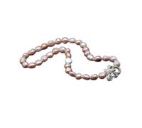 VWWJCCRO Collana da donna con vere perle d'acqua dolce, 9-10 mm, gioiello barocco per matrimonio ragazza compleanno miglior regalo collana di perle naturali bianche, Purple peal, Agata