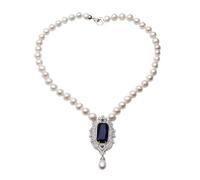 VWWJCCRO Collana di perle d'acqua dolce naturali con ciondolo da donna, collana di perle di perle naturali di alta qualità, regalo da sposa, 10-11mm, Agata