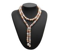 VWWJCCRO Collana di perle d'acqua dolce naturali da donna, lunghezza regolabile 9-10 mm, lunghezza regolabile 900 mm, Multi pearl, Agata