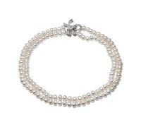 VWWJCCRO Collana girocollo da donna con doppia perla, multistrato, per matrimoni, anniversari, feste, Outside necklae 55cm, Agata