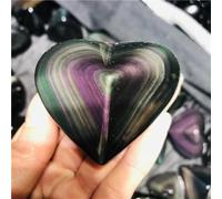 VWWJCCRO Crystal Rainbow Obsidian Cat's Eye Quartz Heart Stone Crystals And Specimens Decorative Gifts (Size : 240-260g)