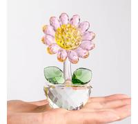 VWWJCCRO Crystal Sunflower Figurine Collectible, Small Ornament Paperweight Table Decoration, Glass Bouquet Flowers Centerpieces for Home Decors,52x88mm