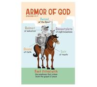 VWWJCCRO Educational Bible Poster for Children, Learn the Armor of God, Christian Themed Decor for Sunday School, Preschool & Church Events(Framed,16x24inch(40x60cm))