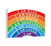 VWWJCCRO Emotional Intelligence Wall Art for Kids - Positive Affirmations Rainbow Poster, I Am Kind Brave Smart Print for Classroom Home Decor(Unframed,16x24inch(40x60cm))
